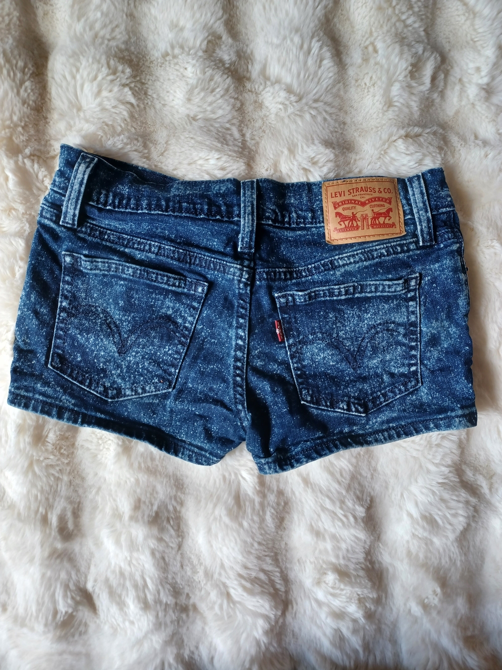 Levi's Women's Speckled Dark Blue Denim Cutoff Shorts